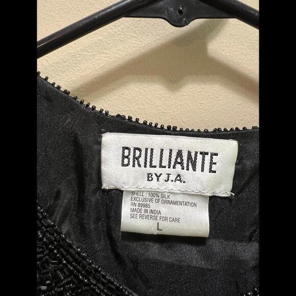 Vintage Brilliante by J.A. Women’s Size L Black Beaded 100% Silk Jacket - Picture 5 of 6